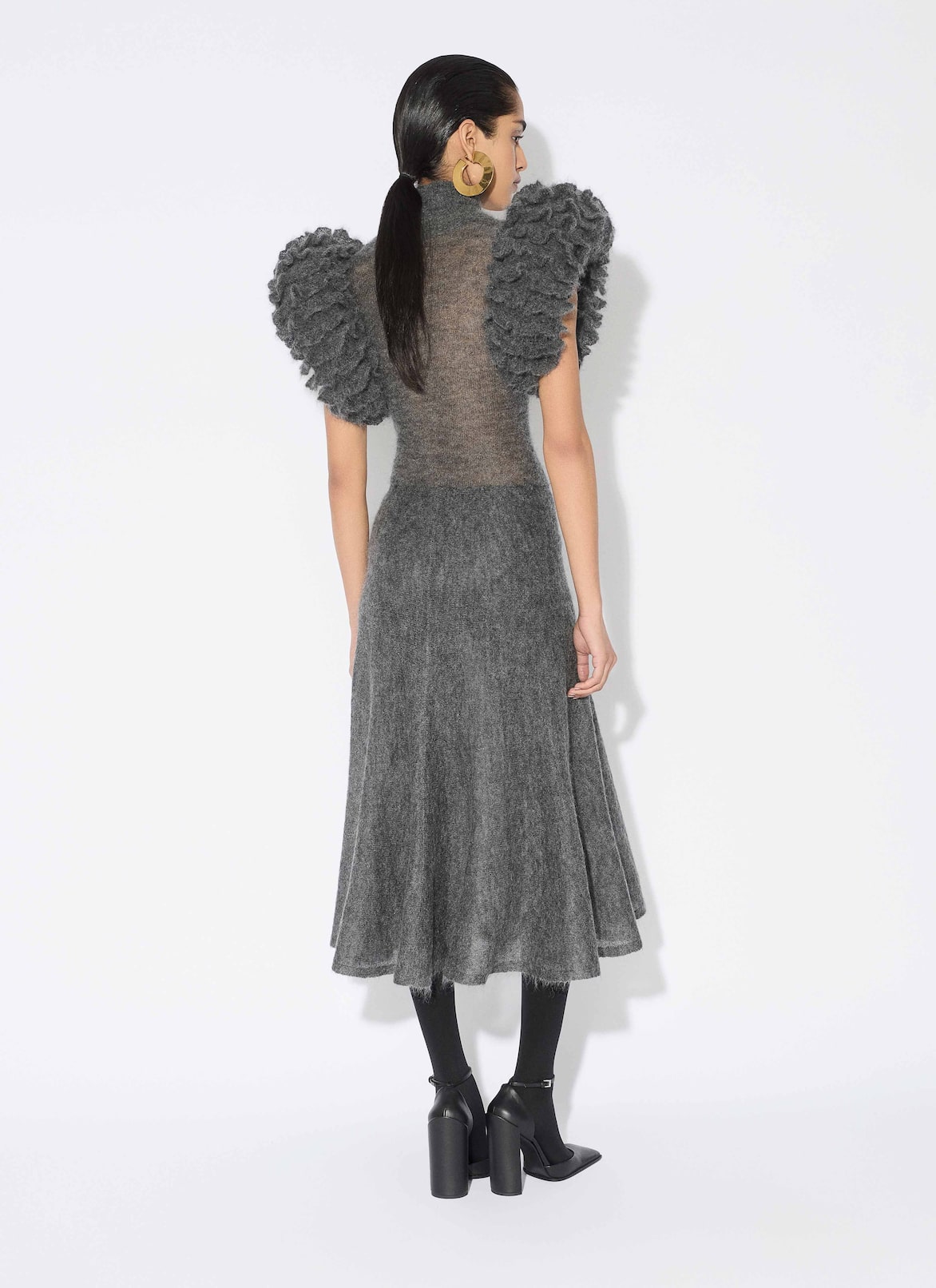 MOHAIR KNIT CIRCLE SKIRT ALAÏA GRAY MOHAIR KNIT CIRCLE SKIRT